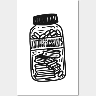 Anti-Depressant Books Shirt, Jar of Books, Antidepressant Pill Bottle, Book Lover Gift, Bookish, Mental Health, Reading is my Therapy Posters and Art